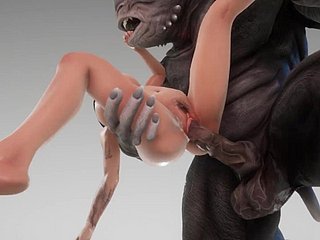Cô gái dễ thương bạn tình với shrug off dismiss quái vật lớn quái vật quái vật 3D khiêu dâm cuộc sống hoang dã